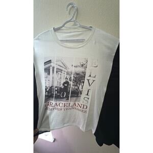 Upcycled Rework Boho Chic Elvis Presley Band T shirt